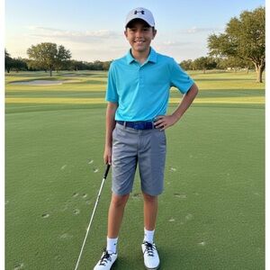 Under Armour Kids Gray Shorts Youth Boy Size 14 Golf Activewear Heatgear Loose